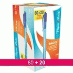 PACK DE 80 STYLOS BILLE PAPERMATE INKJOY 100 RÉTRACTABLES + 20 OFFERTS - BLEU
