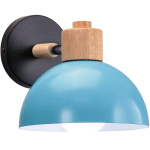 WOTTES - LAMPE MURALE INDUSTRIELLE E27 RÉGLABLE APPLIQUE MURALE DÉCORATIVE RÉTRO EN MÉTAL ET BOIS POUR SALON CHAMBRE COUCHER BLEU - 1PCS - BLEU