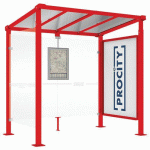 ABRI BUS MILAN 2.50 M 1 VITRINE 1 BARDAGE LATÉRAL ROUGE 3020 - PROCITY