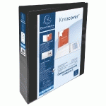 CLASSEUR PERSONNALISABLE RIGIDE 2 POCHES KREACOVER - 4 ANNEAUX EN D 40MM - A4 MAXI - NOIR - LOT DE 10