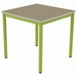 TABLE CARÉLIE 80X80 T6 STR POLY. HÊTRE MIEL BEIGE/VERT ACIDE - MOBIDECOR