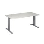 BUREAU DROIT IMEDIA - L. 160 X P. 80 CM - PLATEAU GRIS - PIEDS ALUMINIUM
