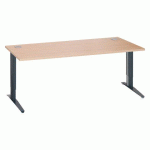 BUREAU DROIT L 180 CM CHÊNE CLAIR RÉGLABLE EN HAUTEUR PIÈTEMENT MÉTAL EXCELLENS ANTHRACITE