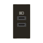 LEGRAND - CHARGEUR 2 USB TYPE-C MOSAIC 2 MODULES NOIR POUR SUPPORT LCM 077682L
