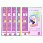 LOT DE 20 - PROTÈGE-DOCUMENTS EN POLYPROPYLÈNE KREACOVER PASTEL 40 VUES - A4 - COULEURS ASSORTIES