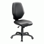 CHAISE DE BUREAU SOLEIO SIMILI CUIR NOIR - DOSSIER BAS SANS ACCOUDOIRS - MÉCANISME SYNCHRONE - PIEDS NOIR