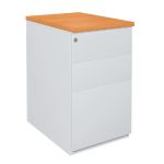 CAISSON MÉTAL NF ENVIRONNEMENT HAUTEUR BUREAU ALUMINIUM - H.72 X L. 42 X P. 60 CM - TOP HÊTRE