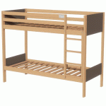 LIT SUP. IDENTITÉ T/P PANN. SOMMIER LATTES BOIS 90X200 CM ARGENT/BRUN - MANUTAN COLLECTIVITÉS