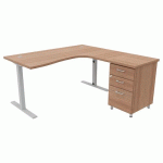 PACK BUREAU+CAISS IDEA ASYM. RET. À DROITE 180 CM NOYER/ALU - QUADRIFOGLIO