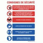PANNEAU "CONSIGNES DE SÉCURITÉ VIRUS" ADHÉSIF POUR MUR 210 X 300 MM