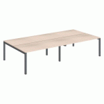 PÔLE 4 BUREAUX DROITS ARKO L 320 X P 168 CM PLATEAUX CHÊNE CLAIR PIÈTEMENT MÉTAL ANTHRACITE