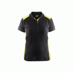 POLO DE TRAVAIL FEMME EN COTON 3390 - NOIR ET JAUNE FLUO - L BLAKLADER