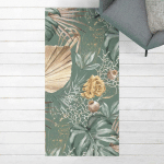 MICASIA - TAPIS EN VINYLE - LARGE LEAVES WITH ROSES IN FRONT OF GREEN - PORTRAIT 2:1 DIMENSION HXL: 160CM X 80CM