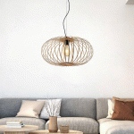 JUST LIGHT. SUSPENSION RACOON AVEC ABAT-JOUR EN BOIS