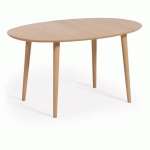 TABLE EXTENSIBLE OQUI OVALE EN PLACAGE DE CHÊNE ET PIEDS EN BOIS Ø140 (220) X 90 CM - MARRON - KAVE HOME