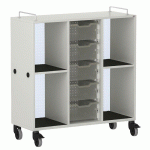 MEUBLE BAS SHIFT+ LANDSCAPE MÉLA POUR CARTABLES 4 CASES GRIS ANDES - BLEU CLAIR - MANUTAN COLLECTIVITÉS