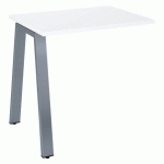 RETOUR DE BUREAU ECLA 80 X 60 CM BLANC PIÉTEMENT MÉTAL FINITION ALUMINIUM
