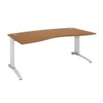 BUREAU  MANAGERCOURBE BIOSPACE 2 - L. 180 X P. 90 CM - PLATEAU 'MERISIER' - PIEDS L'BLANC' - EMBASES 'ALUMINIUM'.