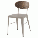 CHAISE AUSTIN DOS PIN VIEILLI VEINÉ - ASS/PIÈT ACIER TAUPE - JAYSO