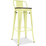 TABOURET STYLIX EN BOIS AVEC PETIT DOSSIER - 76 CM JAUNE PÂLE - BOIS, FER - JAUNE PÂLE