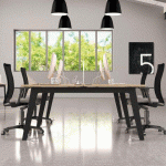 PÔLE DE 2 BUREAUX EDEN ARCHE CHÊNE CLAIR + GOULOTTE L 160 CM PIÈTEMENT CARBONE