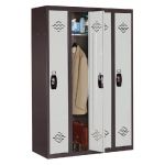 VESTIAIRE AVANTAGE - INDUSTRIE PROPRE - 4 COLONNES - CORPS ANTHRACITE - PORTES GRIS