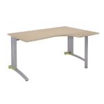 BUREAU COMPACT RETOUR À DROITE BIOSPACE 2 - L. 160 X P. 110 CM - PLATEAU 'CHÊNE' - PIEDS L 'ALUMINIUM' - EMBASE : 'AVOCAT'.