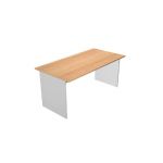 BUREAU DROIT PRONTO TENDANCE - L.160 X P.80 CM - PLATEAU HÊTRE - PIEDS PLEINS ALUMINIUM