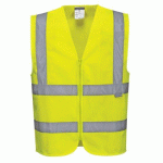 LOT DE 5 - PORTWEST C375 GILET HI-VIS AVEC ZIP JAUNE - TAILLE XL