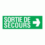 PANNEAU SORTIE DE SECOURS À DROITE 33 X 12 CM POLYSTYRÈNE ANTICHOC