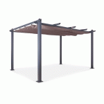 PERGOLA ALU HERO XL 3X4M TOILE COULISSANTE RÉTRACTABLE - GRIS TAUPE AVRIL PARIS