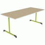 TABLE BANDANA 180X80 T5 DL STR POLY. HÊTRE MIEL BEIG/VERT AC - MOBIDECOR