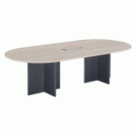 TABLE DE RÉUNION MODULABLE AVEC EXTENSION EXCELLENS L 260 X P 120 CM PLATEAU CHÊNE GRIS PIEDS CROIX PLEIN BOIS ANTHRACITE