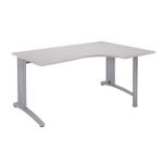 BUREAU COMPACT RETOUR À DROITE BIOSPACE 2 - L. 180 X P. 110 CM - PLATEAU 'GRIS' - PIEDS L 'ALUMINIUM' - EMBASES : 'ALUMINIUM'.