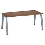 BUREAU DROIT INDIVIDUEL NOYER 180 X 80 CM, PIÉTEMENT MÉTAL ALUMINIUM - ARCH