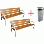 PACK 2 BANCS NÉO FSC NATUREL ACCOUDOIRS + 1 POUB 70L CAMARGO - BENITO