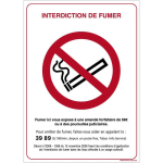 SIGNALETIQUE.BIZ FRANCE - PANNEAU INTERDICTION DE FUMER AVEC DÉCRET. PANNEAU CIGARETTE INTERDITE. STICKER INTERDICTION DE FUMER, PVC, ALU - PLASTIQUE