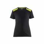 T-SHIRT DE TRAVAIL BICOLORE 100% COTON FEMME 3479 - NOIR ET JAUNE FLUO - L BLAKLADER