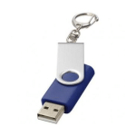 CLÉ USB ROTATIVE AVEC PORTE-CLÉS 4 GB - BLEU - CLÉS USB PUBLICITAIRES PERSONNALISÉES