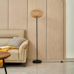 LINDBY SOLVIRA LAMPADAIRE, TRESSAGE BAMBOU, ROND