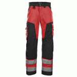 PANTALON HAUTE VISIBILITÉ ROUGE FLUORESCENT/NOIR TAILLE 42C - MANUTAN COLLECTIVITÉS