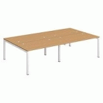 PÔLE 4 BUREAUX L 280 CM PLATEAUX HÊTRE, PIÈTEMENT MÉTAL - TEAM LINE BLANC