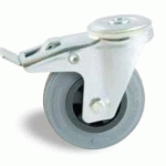 ROULETTE PIVOTANTE À FREIN À ŒIL CAOUTCHOUC GRIS 125 MM- CHARGE 120 KG - ALÉSAGE LISSE AVL
