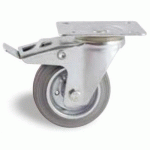 ROULETTE PIVOTANTE FREIN PLATINE TOLE GRIS 100 MM- CHARGE 90 KG - ROULEMENTS À ROULEAUX AVL