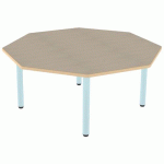 TABLE CARÉLIE OCTO Ø120 T2 STR POLY. ÉRABLE G. BEIGE/LAGON - MOBIDECOR