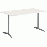 TABLE TAMARIS 140 X 80 PL.BLANC/BLANC PIET.ARGENT/ARGENT