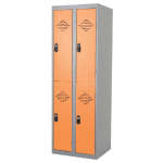 VESTIAIRES MULTICASES MONOBLOCS 2 COLONNES 2 CASES GRIS / ORANGE LARGEUR 300 MM