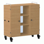 ARMOIRE BASSE SHIFT+ LANDSCAPE MÉLA. 9 CASES - 2 PORTES - CHÊNE - BLEU CLAIR - MANUTAN COLLECTIVITÉS