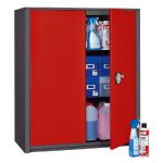 ARMOIRE MÉTAL CLASSTOUT - A PORTES BATTANTES - H. 100  X  L. 90 CM - CORPS ANTHRACITE - PORTES ROUGE