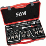 COFFRET 1/2" DOUILLES, CLIQUET ET ACCESSOIRES - 28 PIÈCES SAM OUTILLAGE
